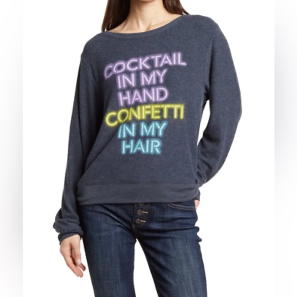 NWT Wildfox Women’s Roadtrip LS Tunic Sweatshirt Sweater oversized XS - Picture 1 of 5